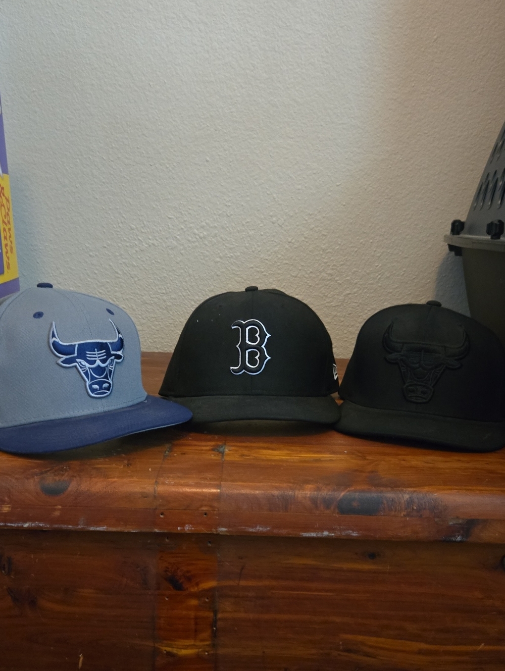 3 NBA Snapback Hats - Chicago Bulls & Boston B Logo